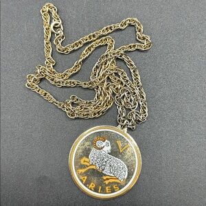 Vintage Aries Ram Horoscope Zodiac Sign Birth Month Pendant Necklace Jewelry